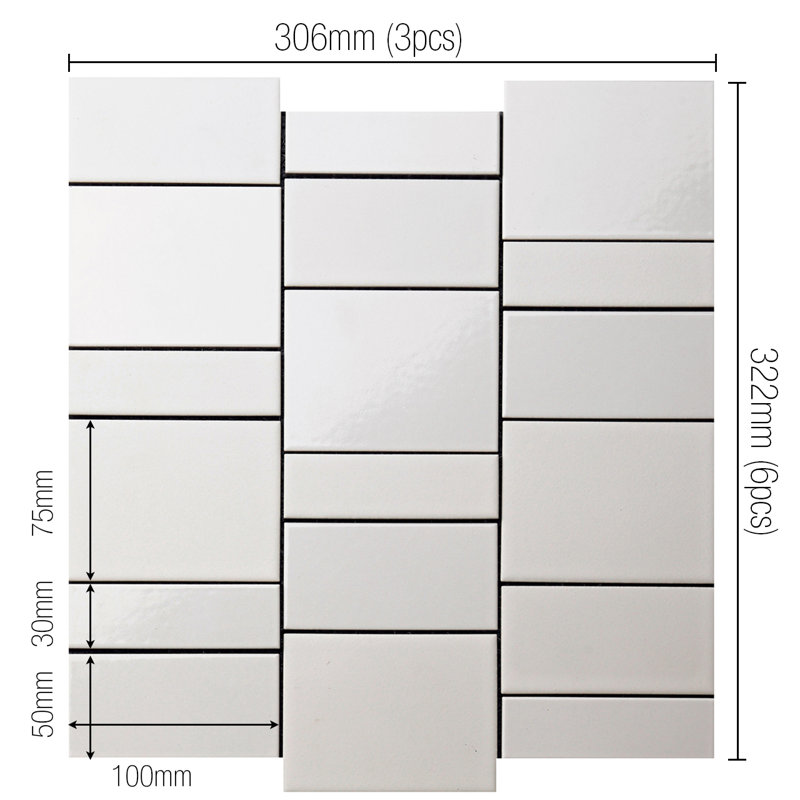 Forma-Mix Mosaic Sheet, White