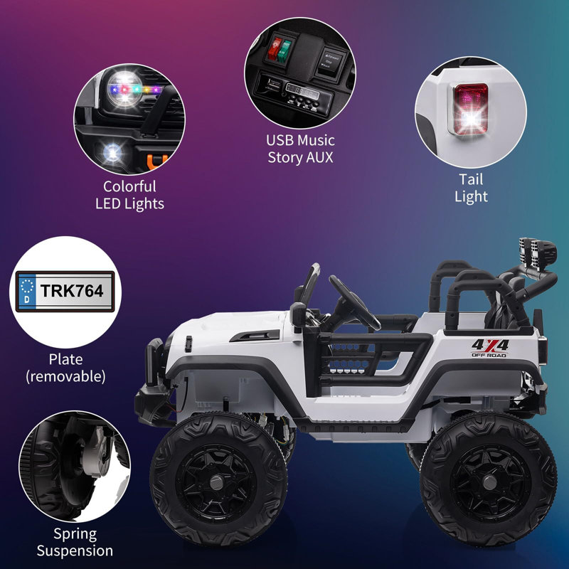 White 24V Kids Ride-On Truck with Remote Control