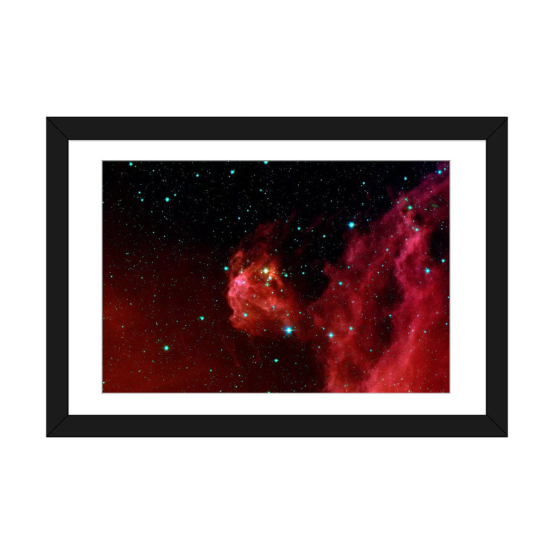 Art sur toile Caleigha, H 16 po x l 24 po x P 1 po, Papier beaux-arts encadré noir, Blanc