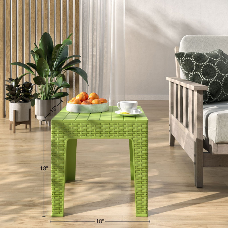 Nacari Square Outdoor Side Table , 18'' in. W 18'' in. D, Green