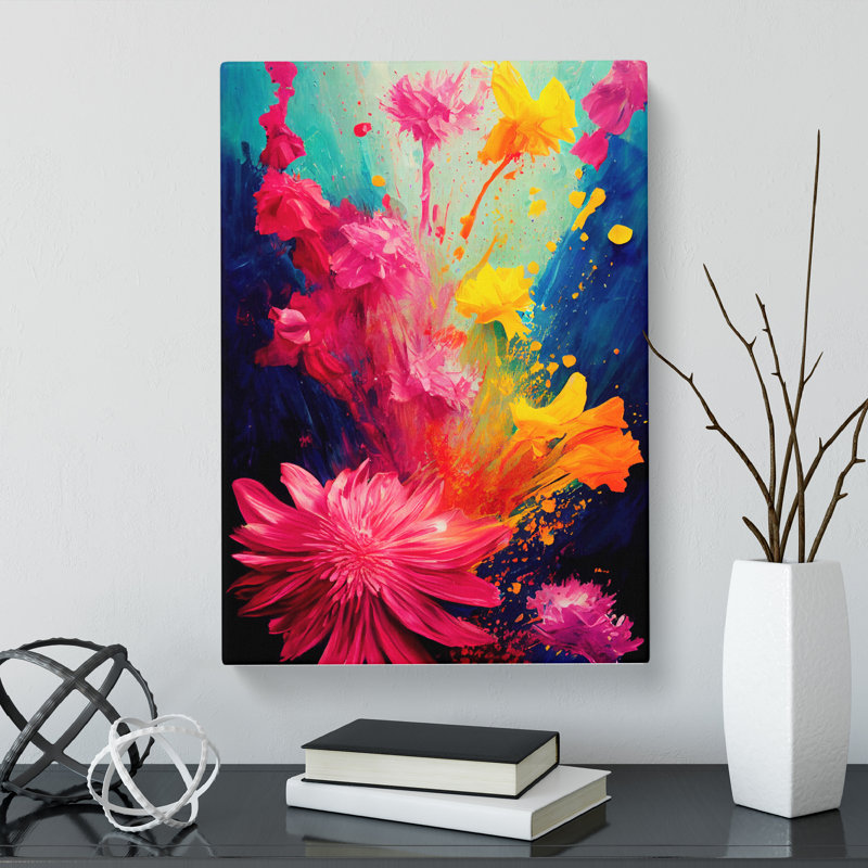 CAN-V0523-2884X Wildflowers Splash - Wrapped Canvas Print, 76cm H x 50cm W x 3cm D