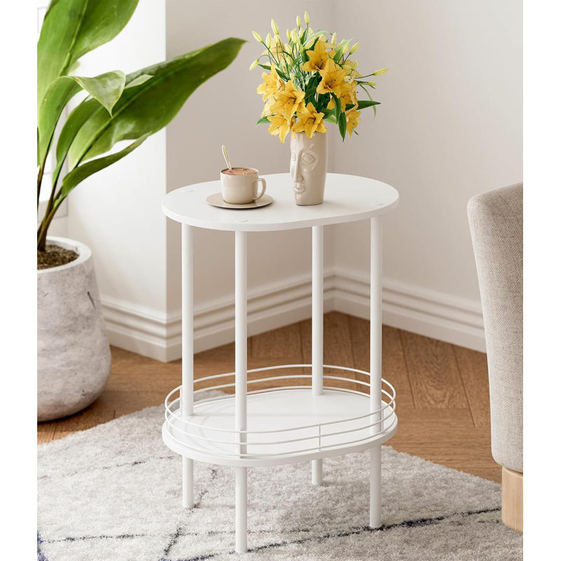 Small Round Side Table - Black (Bedside Nightstand with Storage, Living Room/Bathroom/Bedroom/Nursery/Laundry Small Table)