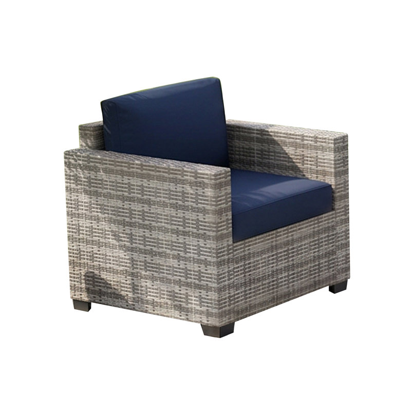 7 Piece Rattan Sectional Seating Group With Cushions, 6327Nv-B11, Navy
