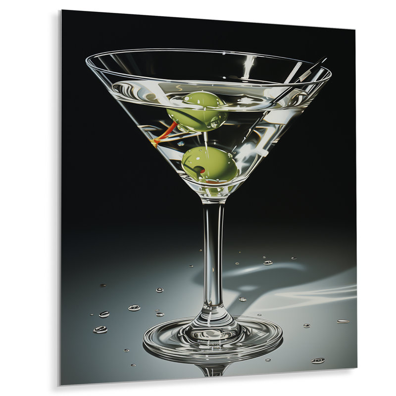 «Crystal Durty Martini With 2 Olives I» - art mural cocktails, H 40 po x l 30 po x P 1,5 po