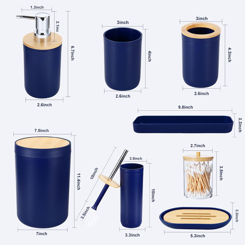 Bathroom Accessory Set, Navy