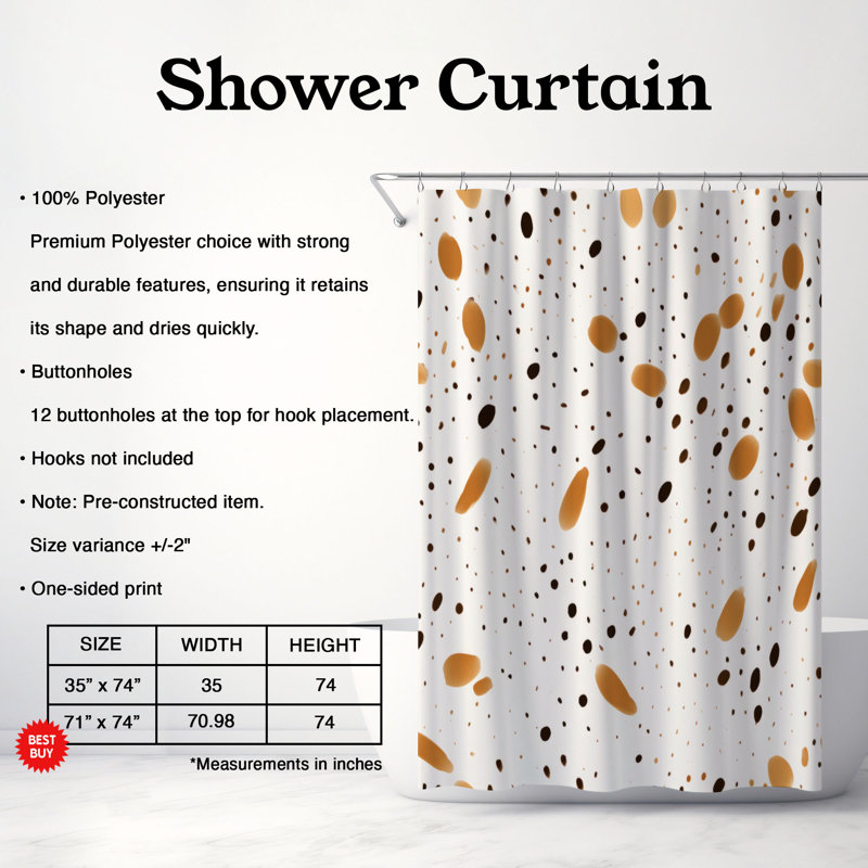Brown Splatters - Rideau de douche Premium, H 74 po x l 71 po