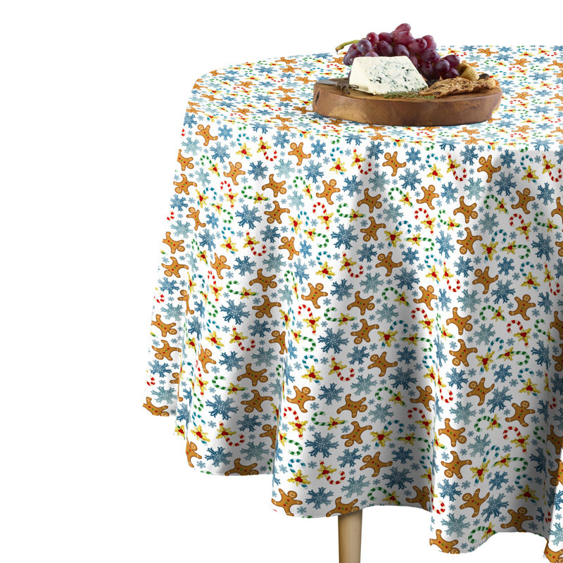 Shoucair Gingerbread Men Snowflakes Tablecloth, 60" x 60"