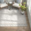 Tapis géométrique tissé à la main Scheid en ivoire / gris-421141679