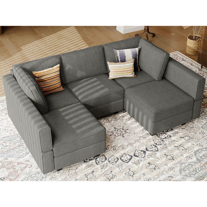 Petit canapé modulaire Kimbrel, Mélange de polyester gris clair