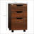 Cabinets, 3 Drawer Under Desk Rolling Storage Cabinet, Walnut Brown | Particle Board | Black-1903970391