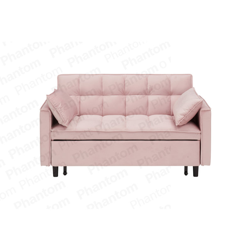 Canapé moderne en velours, canapé-lit coulissant, petit canapé décontracté avec dossier, avec coussin, poches, meubles de salon, canapé-lit convertible 3 en 1.