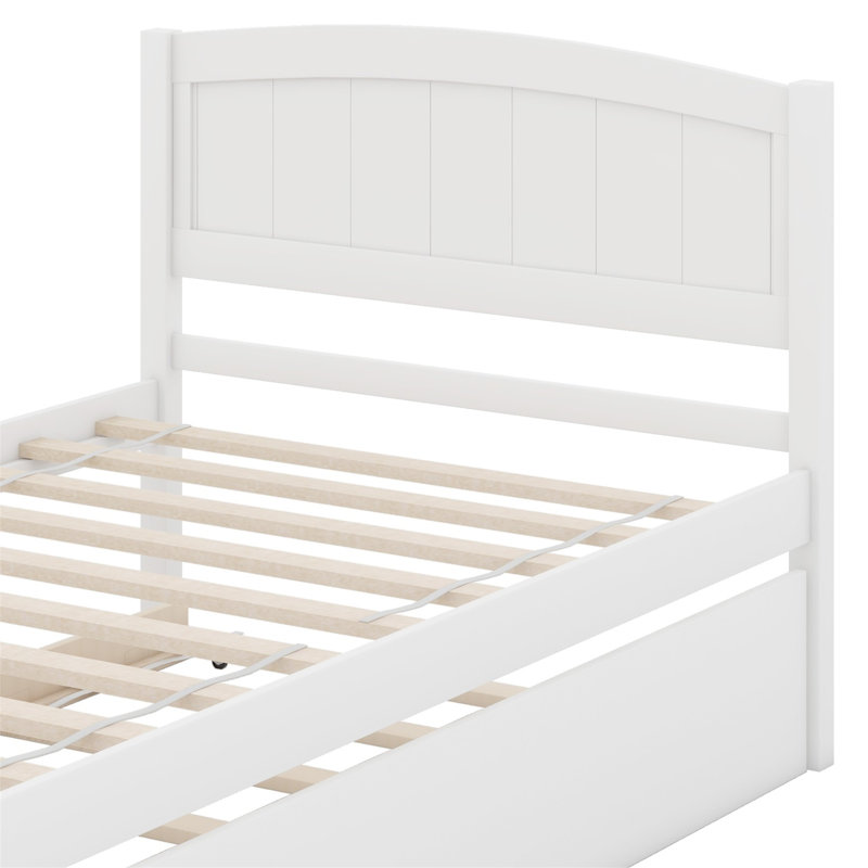 Platform Bed With Trundle, White