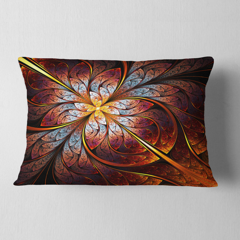 Coussin Fractal Flower - rouge et bleu