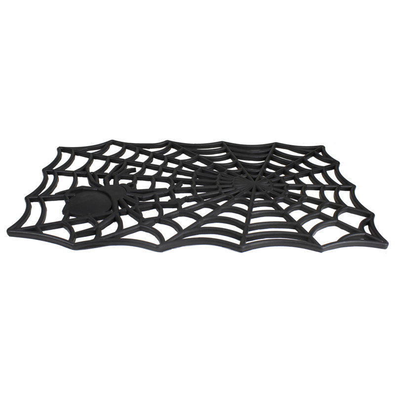 Black Spider Web Rectangular Halloween Doormat 18" x 30"