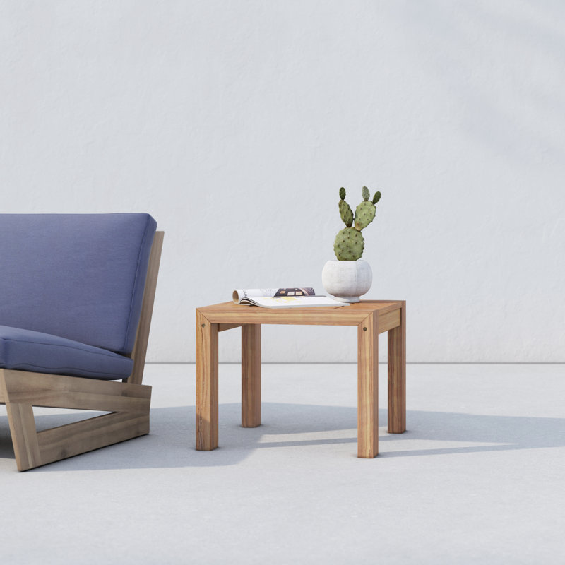 Natural Teak Solid Wood Rectangular Side Table