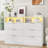 Fluted Dresser For Bedroom With 6 Drawers And Outlet, Wooden Double Dresser Chest Of Drawers With Rgb Light For Bedroom, Living Room, Entryway, Hallway-1486650317