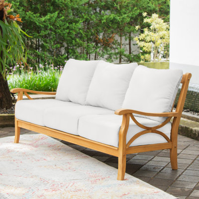Brunswick 75.5'' Wide Teak Patio Sofa with Cushions
