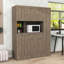 Buffet en bois avec huche, tiroirs de rangement, armoire latérale coulissante et portes-123706183