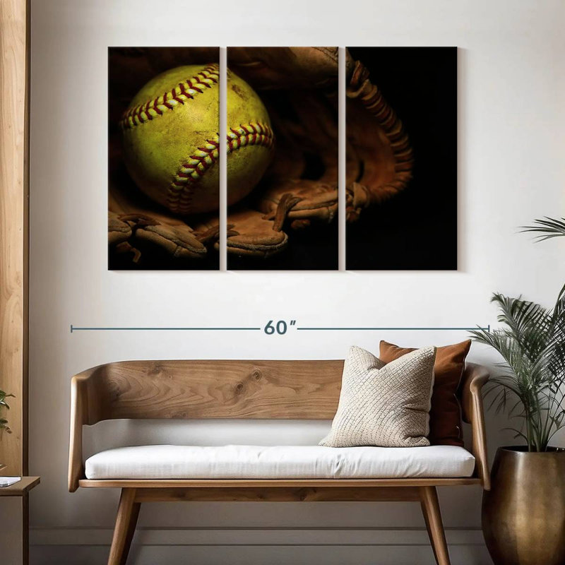 Softball And Glove, 32" H x 50" W
