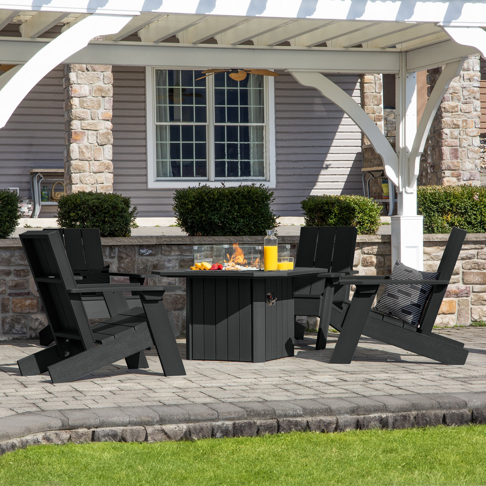Outdoor Adirondack Set, Black