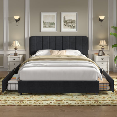 Huntsville 4-Drawer Velvet Upholstered Platform Bed