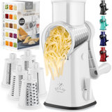 Zulay Kitchen Rotary Cheese Grater with 5 Stainless Steel Blades and Suction Base