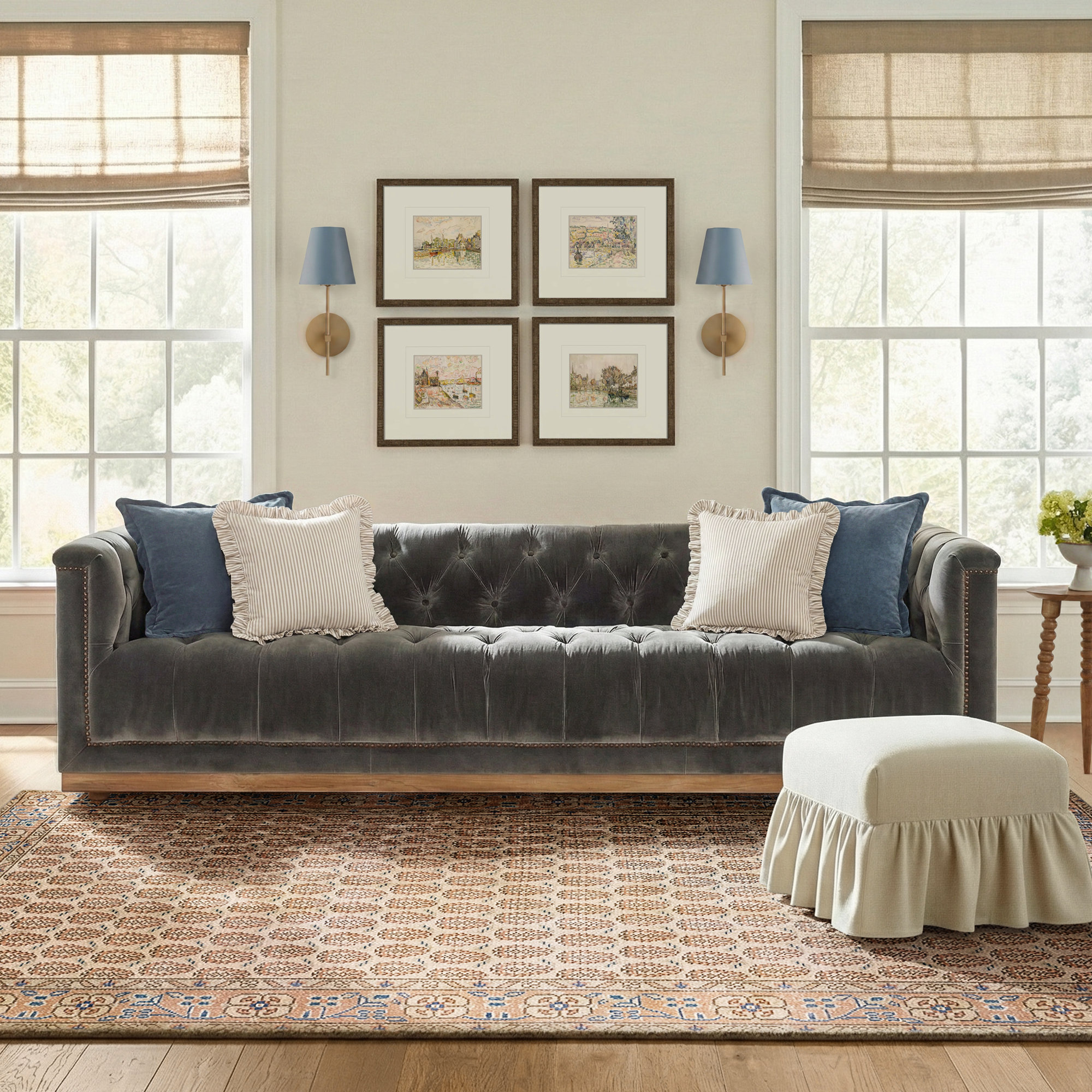 Byer 95'' Upholstered Sofa, Sapphire Birch