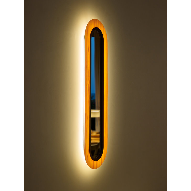 Lens 1 - Light LED Flush Mounted Sconce, 30.7" H x 8.7" W x 1.8" D, Matte Black, Yellow