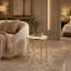 Table d'appoint en marbre Clover - plateau en marbre blanc avec base en métal doré (18 po) 