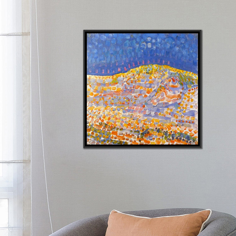 " Dune Ll " by Piet Mondrian, 18" H x 18" W x 1.5" D, Black Framed Canvas, No Mat