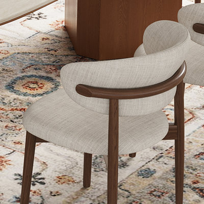 Chaises de salle à manger rembourrées en bois massif de style Mid-Century beige, aucune chaise d'appoint requise pour la salle à manger
