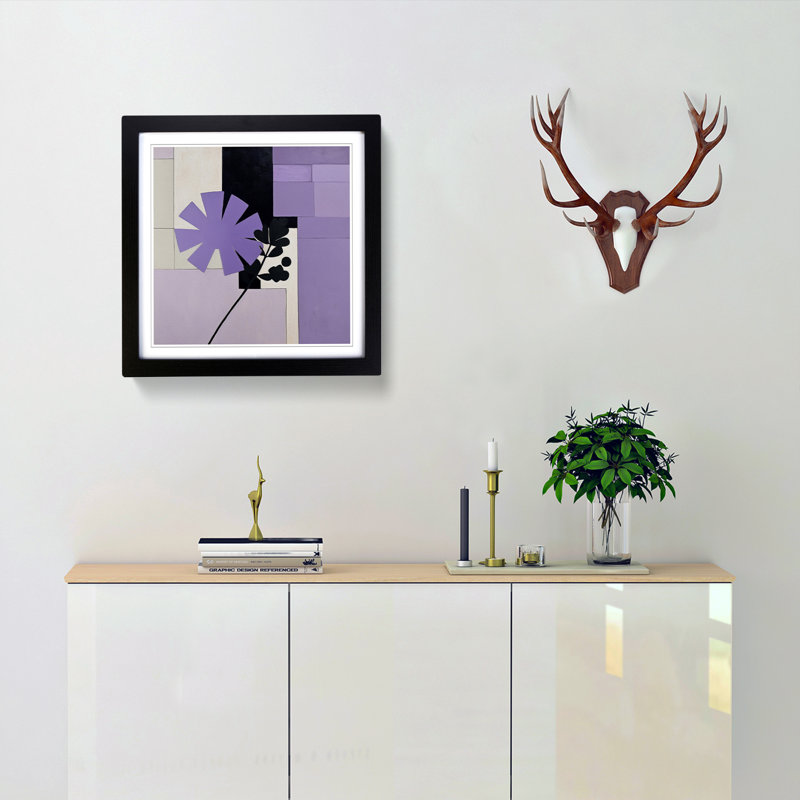 Lavender Flower Suprematism - Framed Print, Black Framed