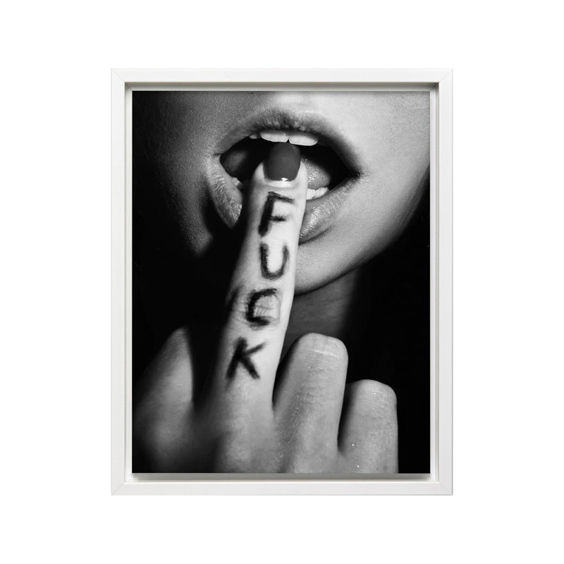 Fuck Middle Finger, Canvas, White Framed, 08"H x 10"W