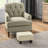 Linen Fabric Beige Cube Foot Rest Stool, Small For Living Room Upholstered From