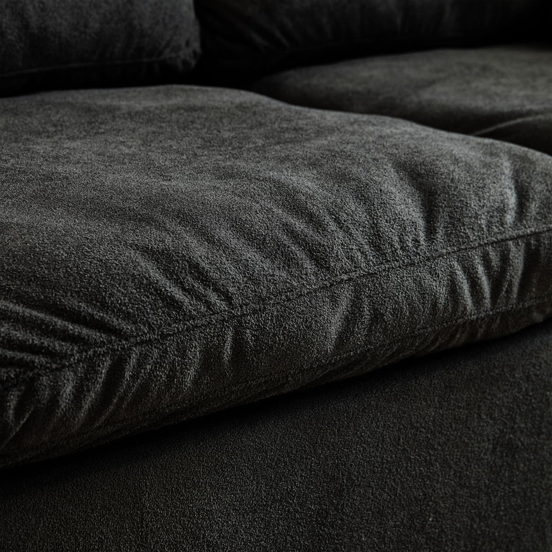 Canapé modulaire à assise profonde, canapé en mousse haute résilience avec revêtement en tissu éponge moelleux, coussins de dossier amovibles, livré compressé en boîte, canapé moderne et bas pour salon