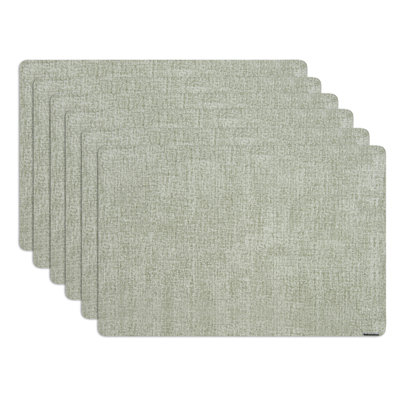  Vinyl Placemats 6-Pack of 17.7 x 11.8 Inches Easy-Clean Rectangle Table Mats Waterproof Dining Table Placemats Green