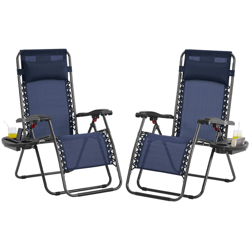 2pcs Outdoor Zero Gravity Chair, Navy Blue