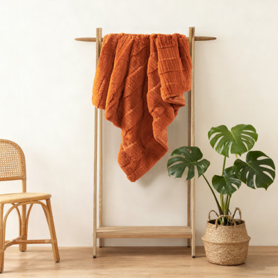 Sculpted Stripe Faux Fur Throw
