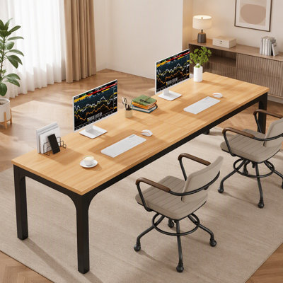 Table de salle à manger rectangulaire de 198 cm (78 pouces) pour 6 à 8 personnes, grande table de cuisine avec plateau en bois d'ingénierie et structure métallique robuste, idéale pour les soupers entre amis.