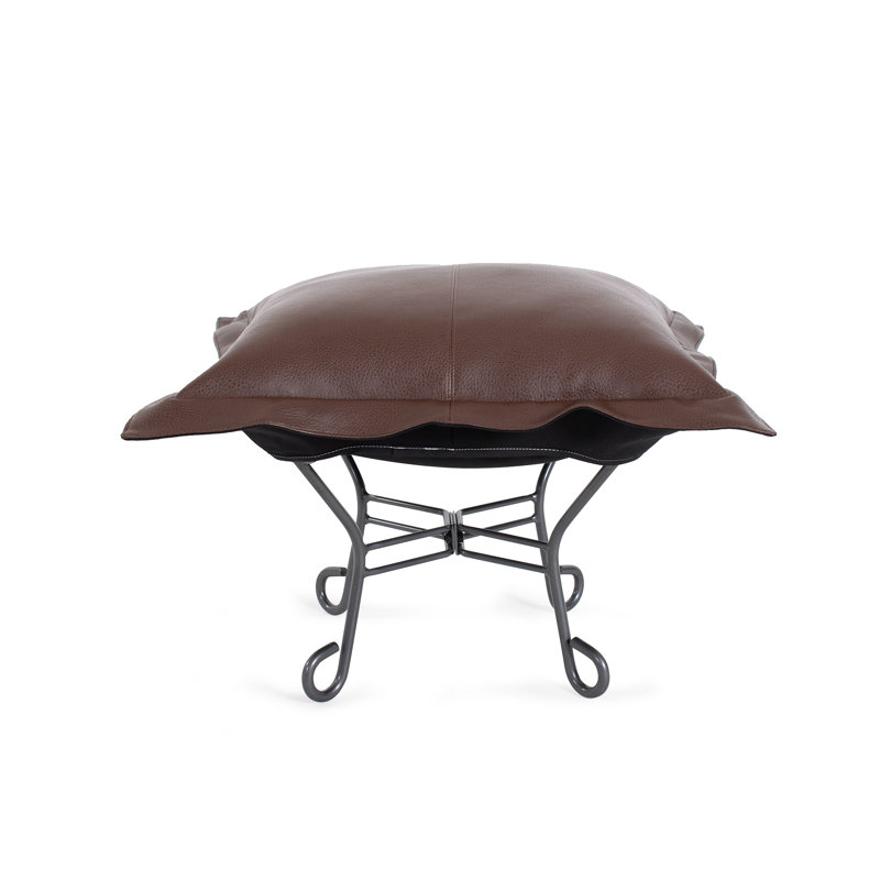 Dianaliz Faux Leather Ottoman, Pecan Faux Leather