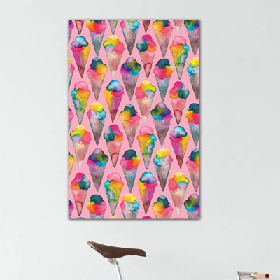 «Ice Cream Cones Pink» par Ninola Design - reproduction d'art