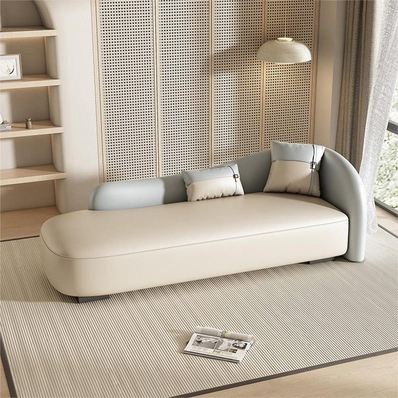 Banc rembourré blanc crème, Creamy White/Blue/Black, 30.71" H x 78.74" W x 30.71" D