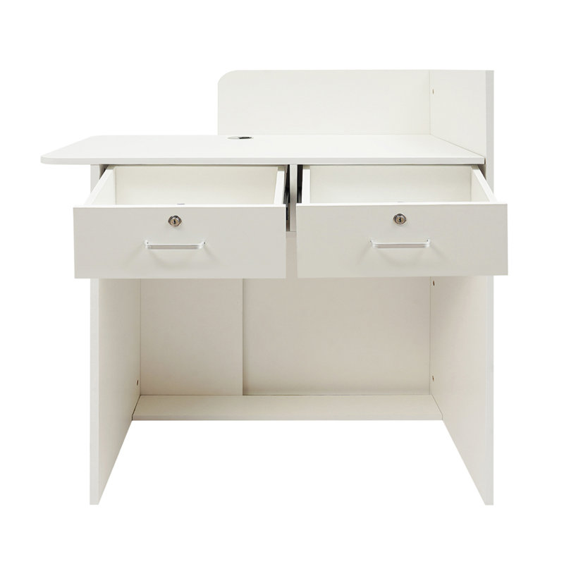 Bureau d'accueil moderne avec port USB et bande DEL, supportant une charge de 200 kg, idéal pour les bureaux, les salons de coiffure et les magasins.