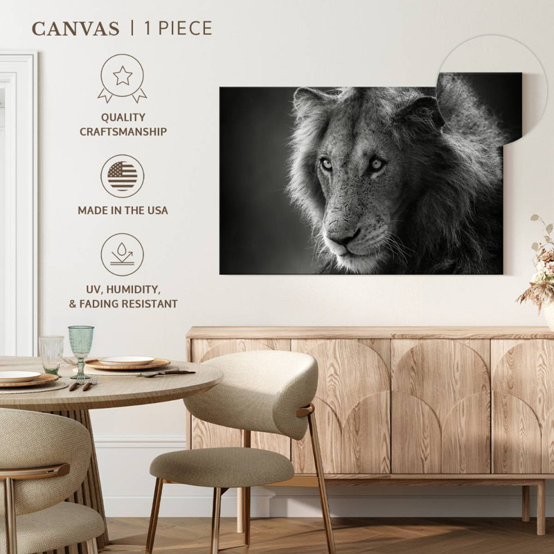 Brampt Monochromatic Wild Lion, 34" H x 51" W