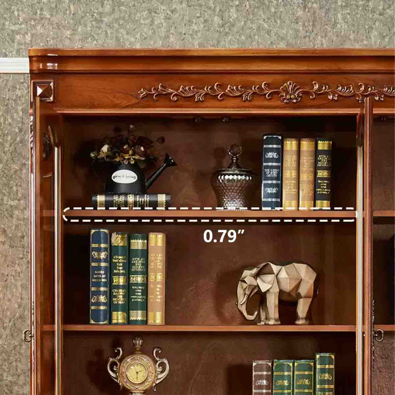 Solid White Ash Wood Three-Door Storage Bookcase With Glass Panels
