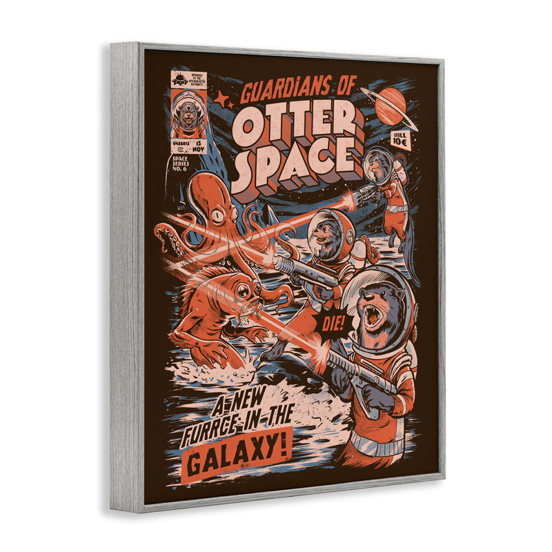 Gardiens de l'espace de loutre, estampe numérique rétro, design par EduEly Designs, H 30 po x l 24 po