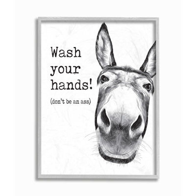 " Wash Your Hands Donkey Quote Bathroom Animal Humor " by Urban Road