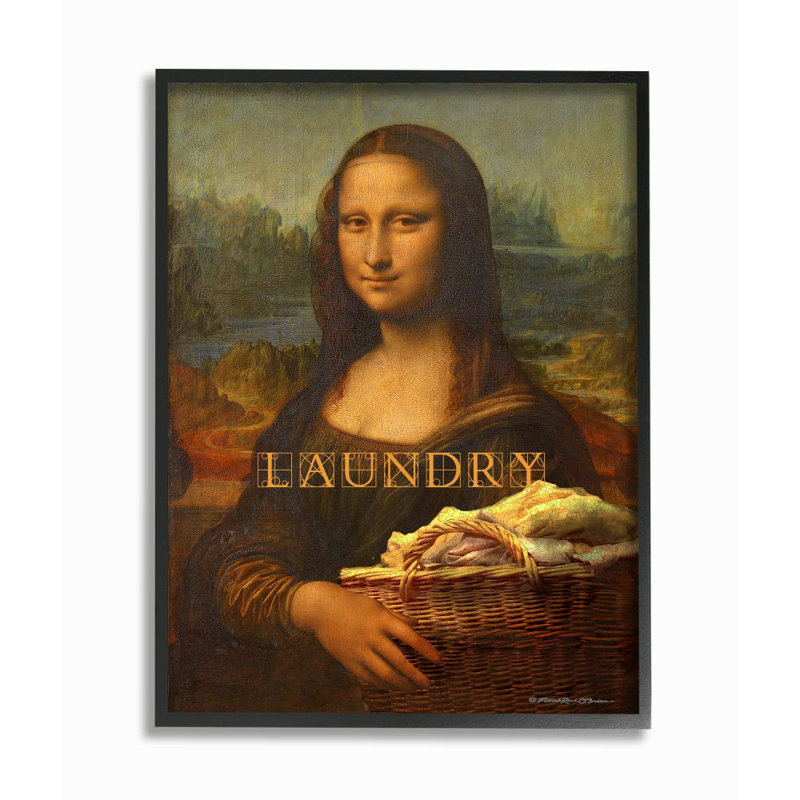 «Mona Lisa Laundry Funny Classic» par Patrick Reid O'Brien - reproduction d'art, H 14 po x l 11 po x P 1,5 po