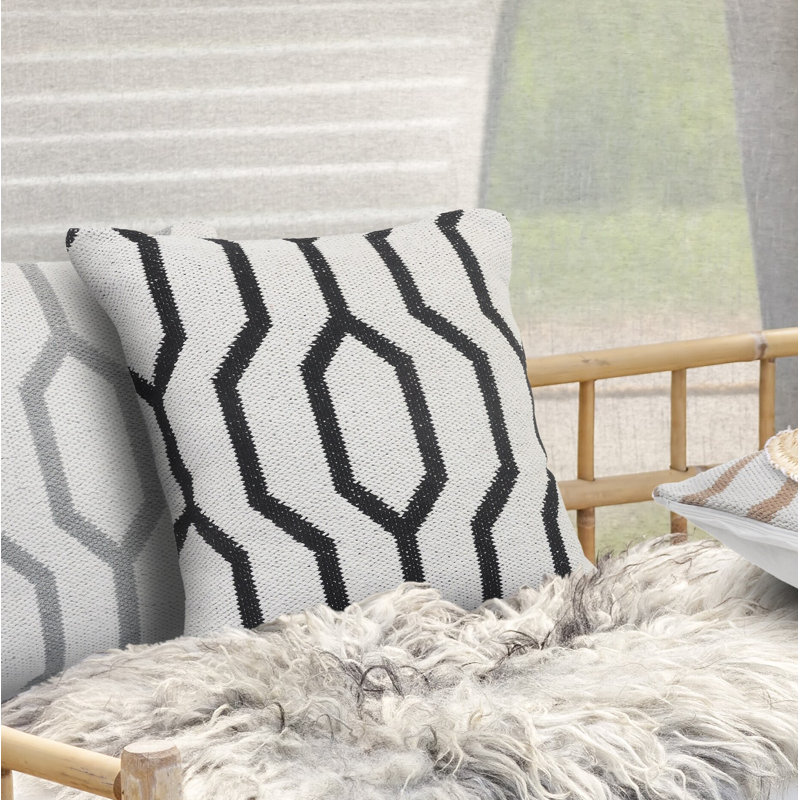 Housse et insert de coussin carré 100% coton Silliman, Noir, Polyester/ Bourre en polyester
