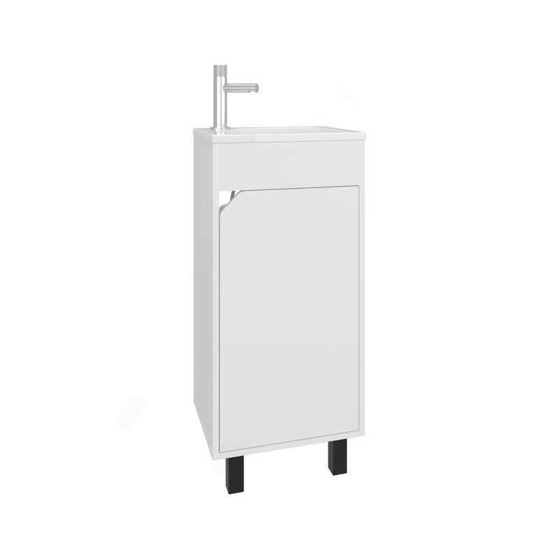 Bathroom Vanity With Sink, 1 Door, 4 Legs, White
